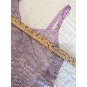 Victorias‎ Secret Shine Metallic Tank Top Lavender Pleated Crop Logo Strap M